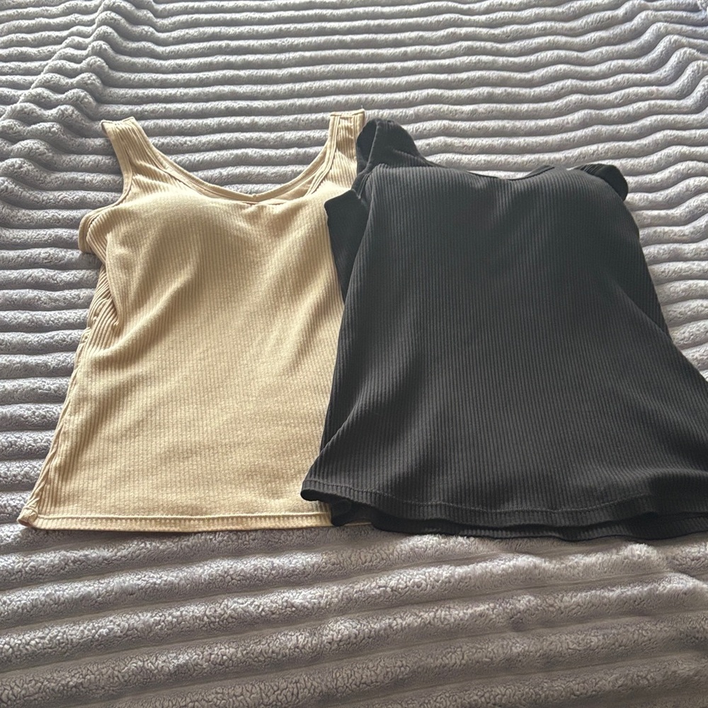 Women's Ribbed Tank Tops - Black and Tanks with built in bras